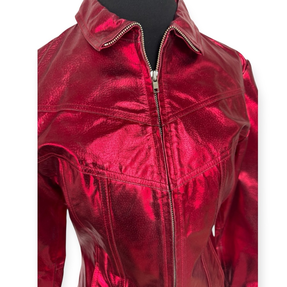 Vtg Maxima Metallic Leather Jacket - Picture 9 of 16